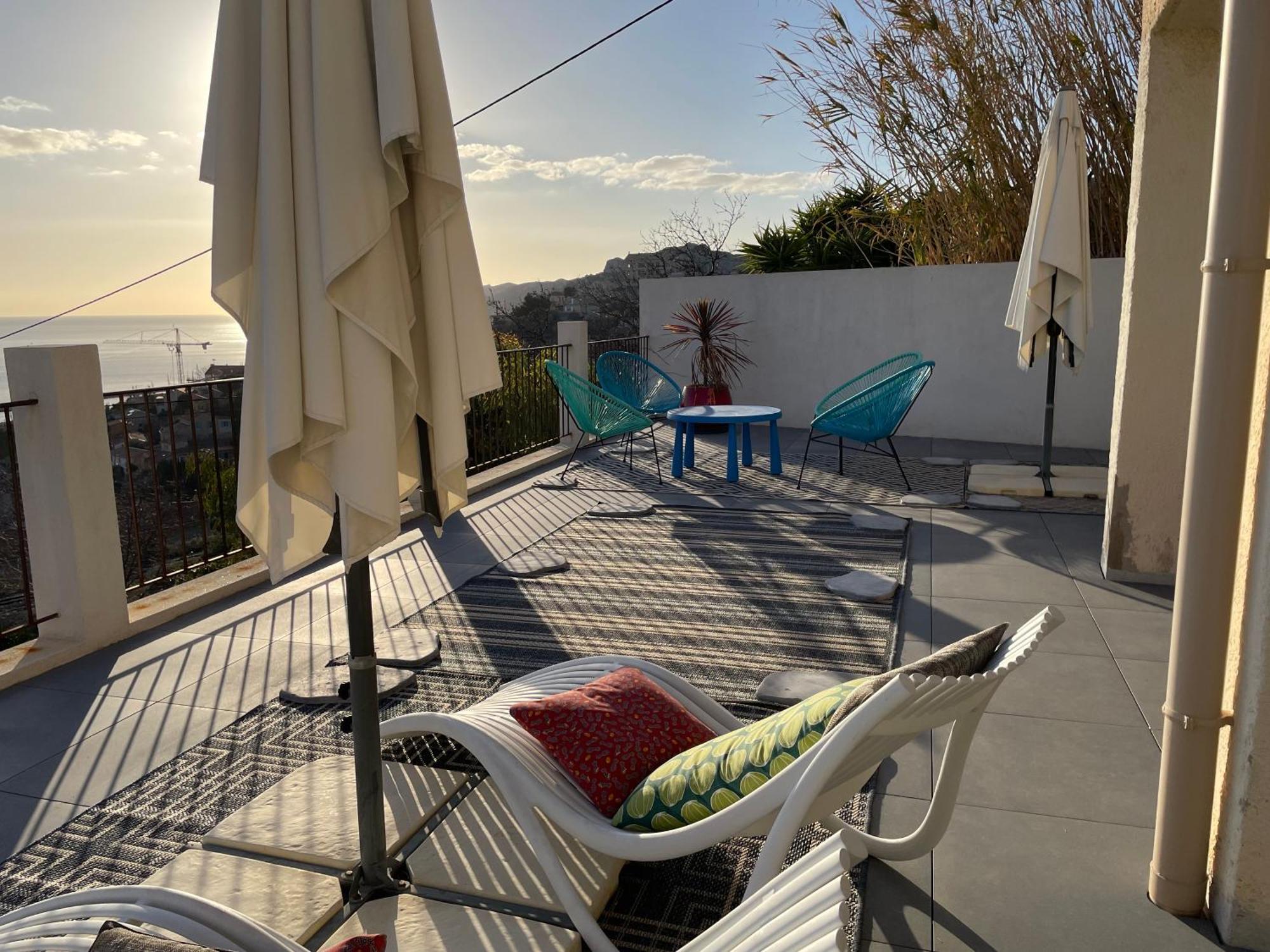 Superbe Terrasse Avec Vue Panoramique Sur La Mer Μασσαλία Εξωτερικό φωτογραφία