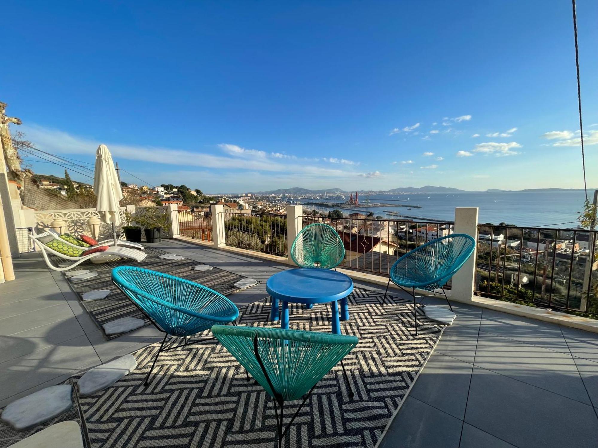 Superbe Terrasse Avec Vue Panoramique Sur La Mer Μασσαλία Εξωτερικό φωτογραφία